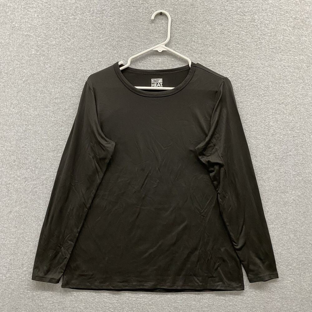 32 Degrees Heat Womens XL Black Long Sleeve Base Layer Stretch Performance Top